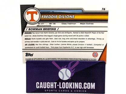 2023-24 Bowman Chrome U Sapphire Freddie Dilione #76 Tennessee