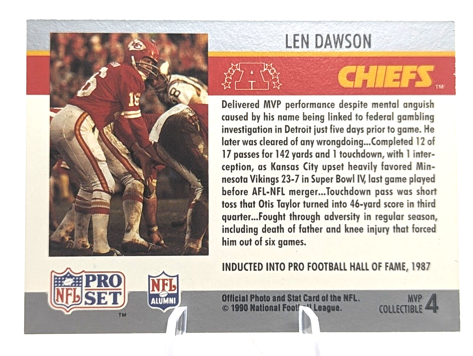 1990 Pro Set #4 Len Dawson Super Bowl MVP Collectibles