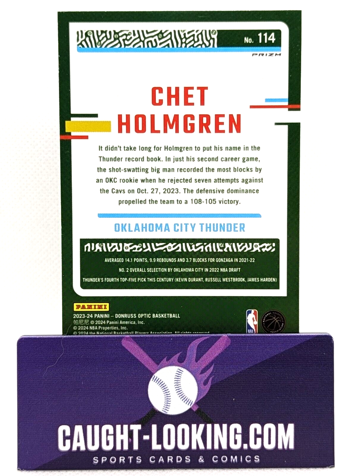 Chet Holmgren - 2023-24 Panini Donruss Optic Basketball #114 PINK HYPER