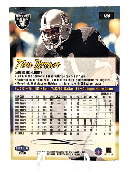Tim Brown 1998 Fleer Ultra Football Card #180 - Raw Condition - FREE SHIPPING!