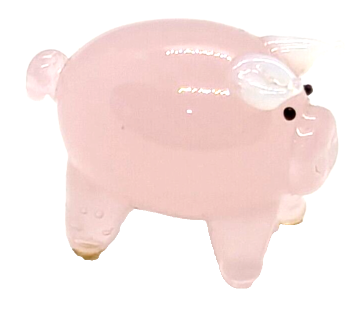 Ganz World Miniature Mini Glass Collectible Figurine Pink Pig