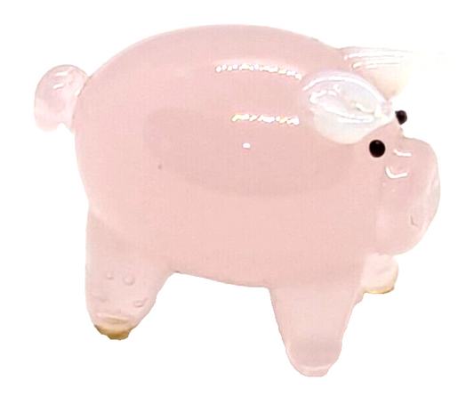 Ganz World Miniature Mini Glass Collectible Figurine Pink Pig