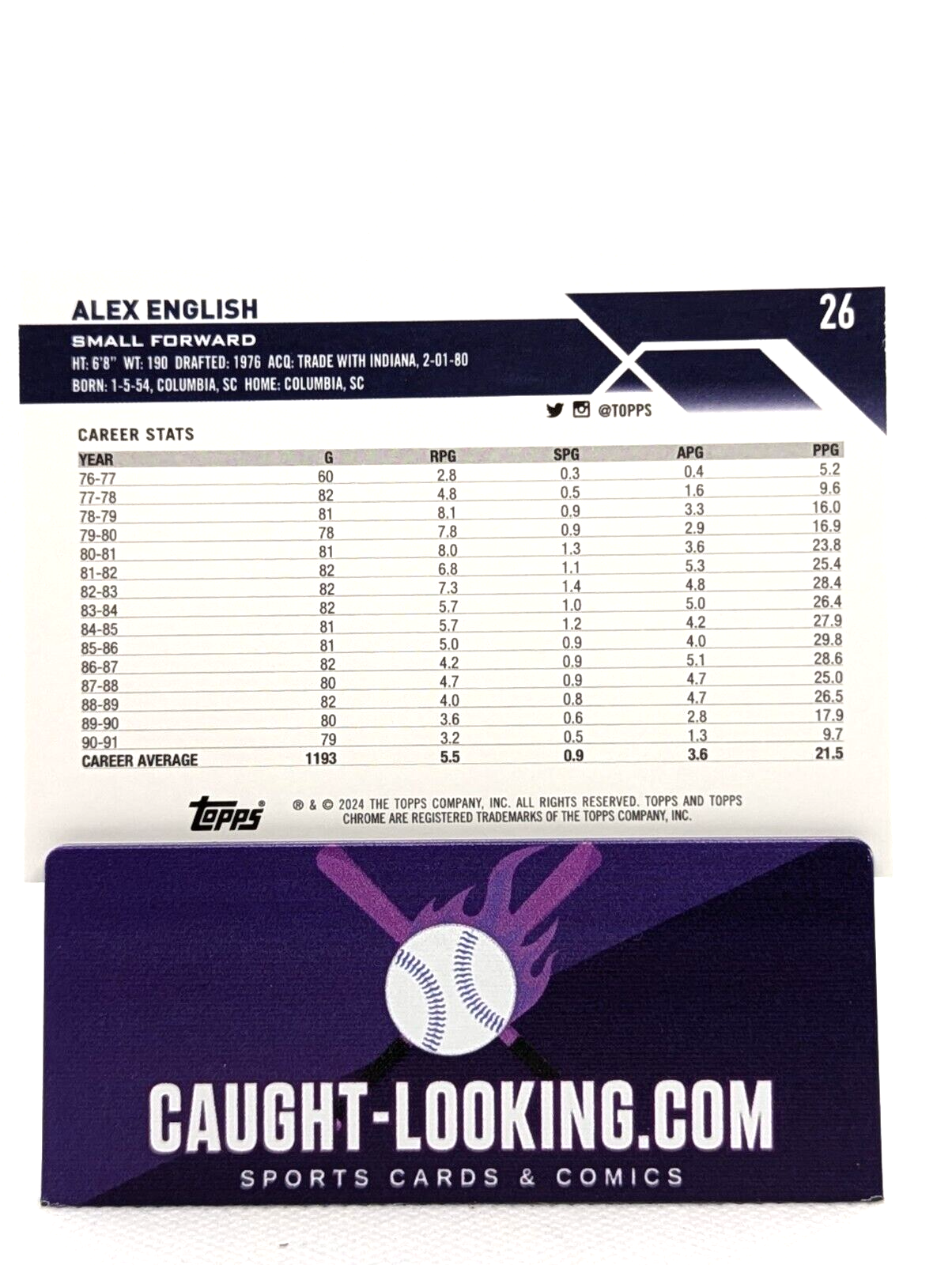 2023-24 Topps Chrome Basketball Alex English Green Logo Refractor #26