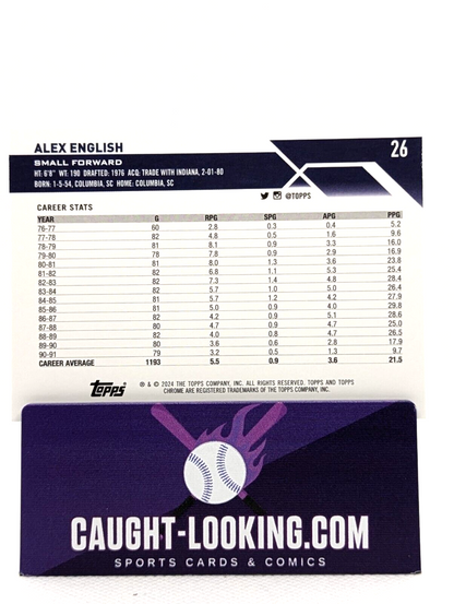 2023-24 Topps Chrome Basketball Alex English Green Logo Refractor #26