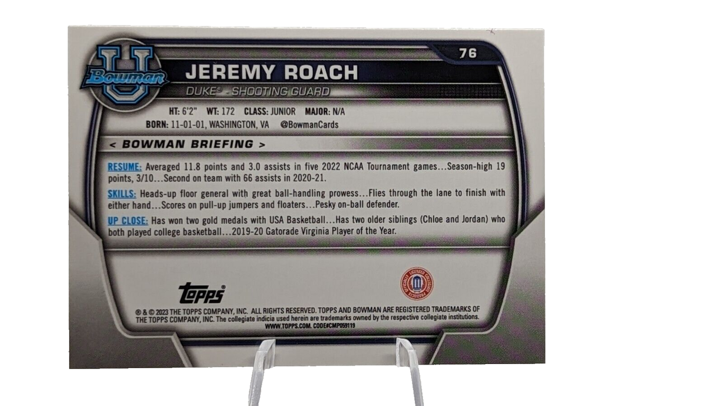 Jeremy Roach [Purple Shimmer] #76 2022 Bowman Chrome University