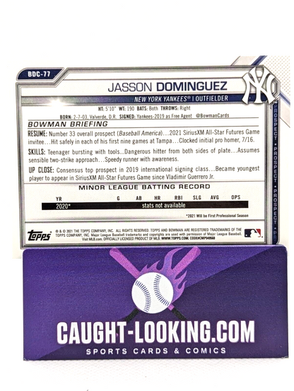 Jasson Dominguez - 2021 Bowman Draft Chrome #BDC-77 (RC)