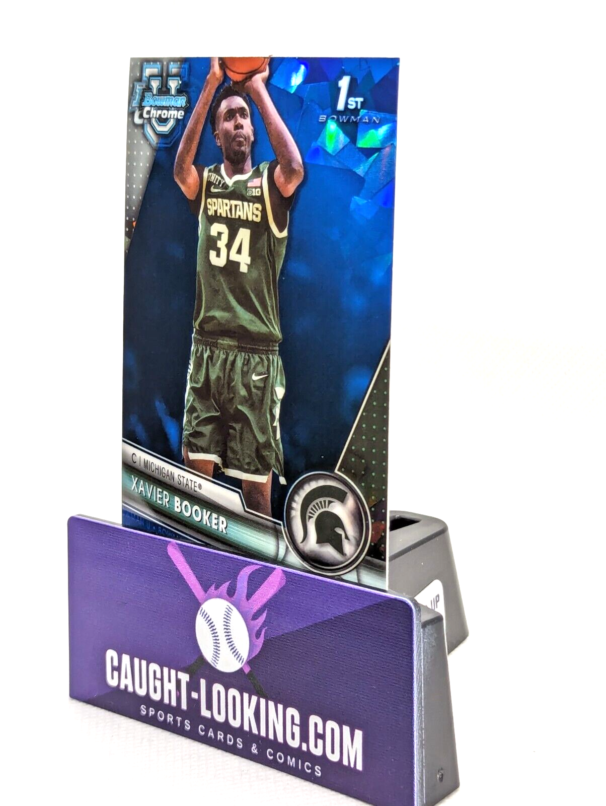 2023-24 Bowman Chrome U Sapphire Xavier Booker #57 1st Michigan State