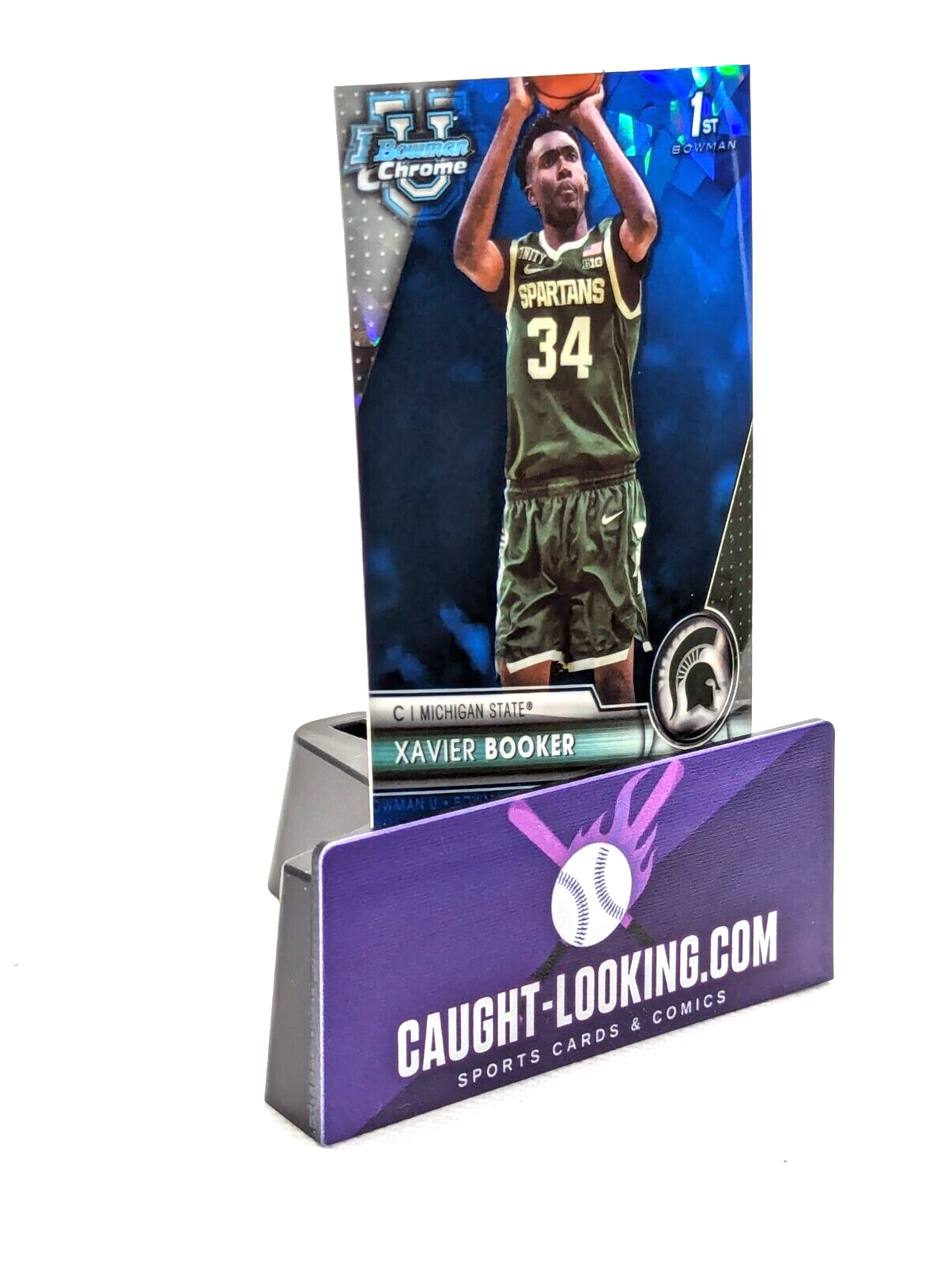 2023-24 Bowman Chrome U Sapphire Xavier Booker #57 1st Michigan State