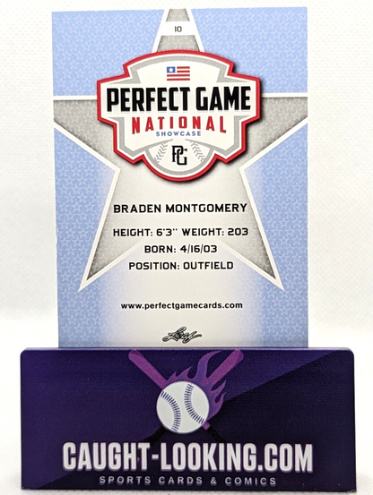 Braden Montgomery - 2020 Leaf Perfect Game #10 Perfect Game "1ST EVER PRINTED"