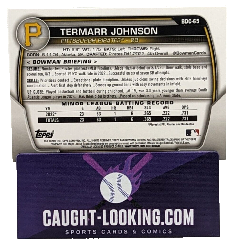 Termarr Johnson - 2023 Bowman Chrome Draft #BDC-65 Pirates Prospect