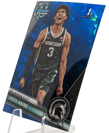 2023-24 Bowman Chrome U Sapphire Jaden Akins 1st #36 Michigan State