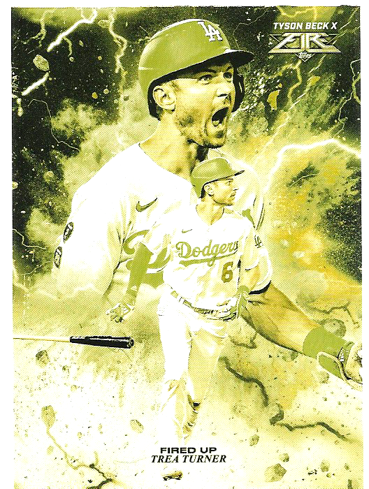 2022 Topps Fire Trea Turner Tyson Beck X Fired Up Gold Minted Parallel #FIU-9