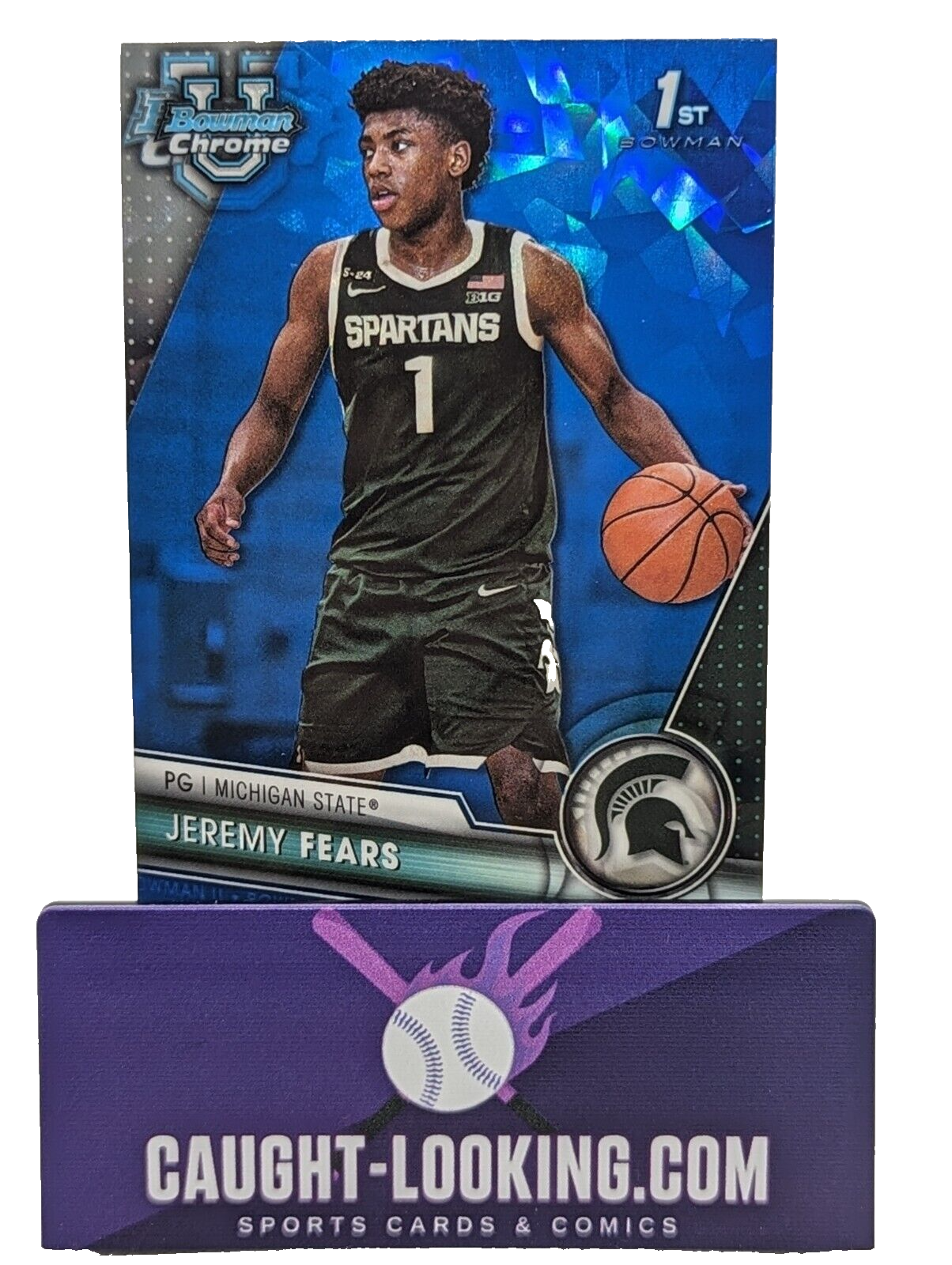 2023-24 Bowman Chrome U Sapphire Jeremy Fears #56 Michigan State