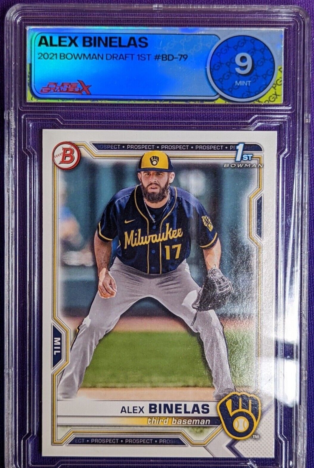 Alex Binelas #BD-79 2021 Bowman Draft 1st Bowman Graded 9 